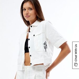 OBEY ADELINA CROPPED WORK SHIRT SIZE XS